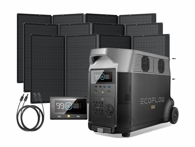 EcoFlow Delta Pro Portable Solar Generator Kit - With 1200 Watts of Solar - Includes Free Remote and Extension Cable