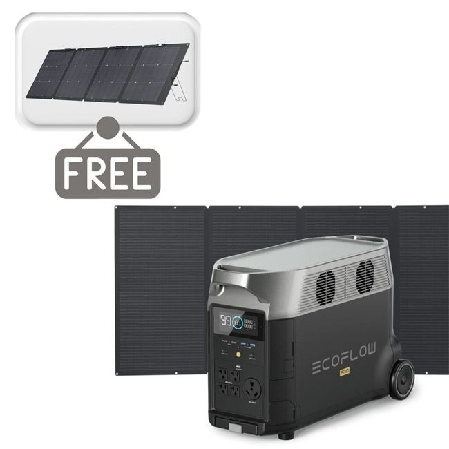 EcoFlow Delta Pro Portable Solar Generator Kit - With 400 Watts of Solar - Includes a FREE EcoFlow 220W Bifacial Portable Solar Panel