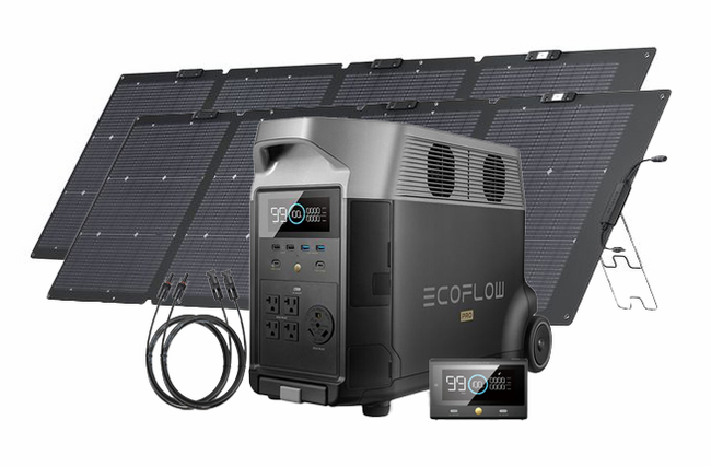 EcoFlow Delta Pro Portable 440W Solar Generator Bundle - With Free Remote and MC4 Extension Cable