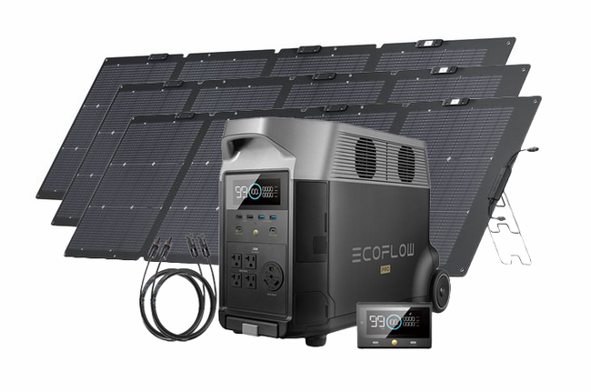 EcoFlow Delta Pro Portable 660W Solar Generator Bundle - With Free Remote and MC4 Extension Cable