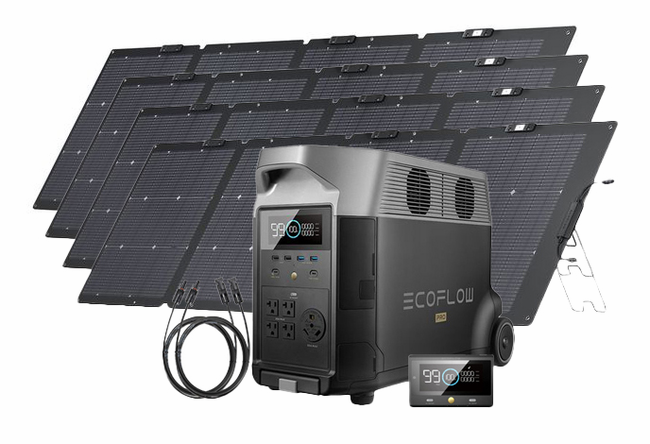 EcoFlow Delta Pro Portable 880W Solar Generator Bundle - With Free Remote and MC4 Extension Cable