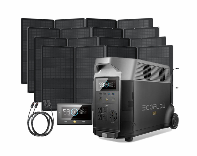 EcoFlow Delta Pro Portable Solar Generator Kit - With 1600 Watts of Solar - Free Remote Control and Extension Cable Included