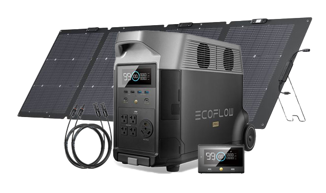 EcoFlow Delta Pro Portable 220W Solar Generator Bundle - With Free Remote and MC4 Extension Cable