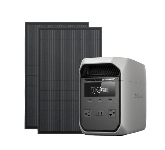 EcoFlow Delta 3 Classic Portable Powerstation with 2x 100W Rigid Solar Panels 