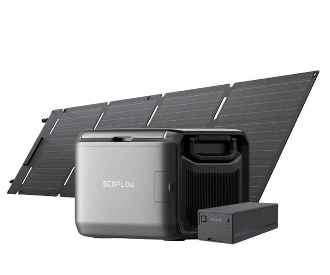 EcoFlow Glacier Classic Portable Fridge Freezer (55L) with Plug-in Battery and 60W Portable Solar Panel