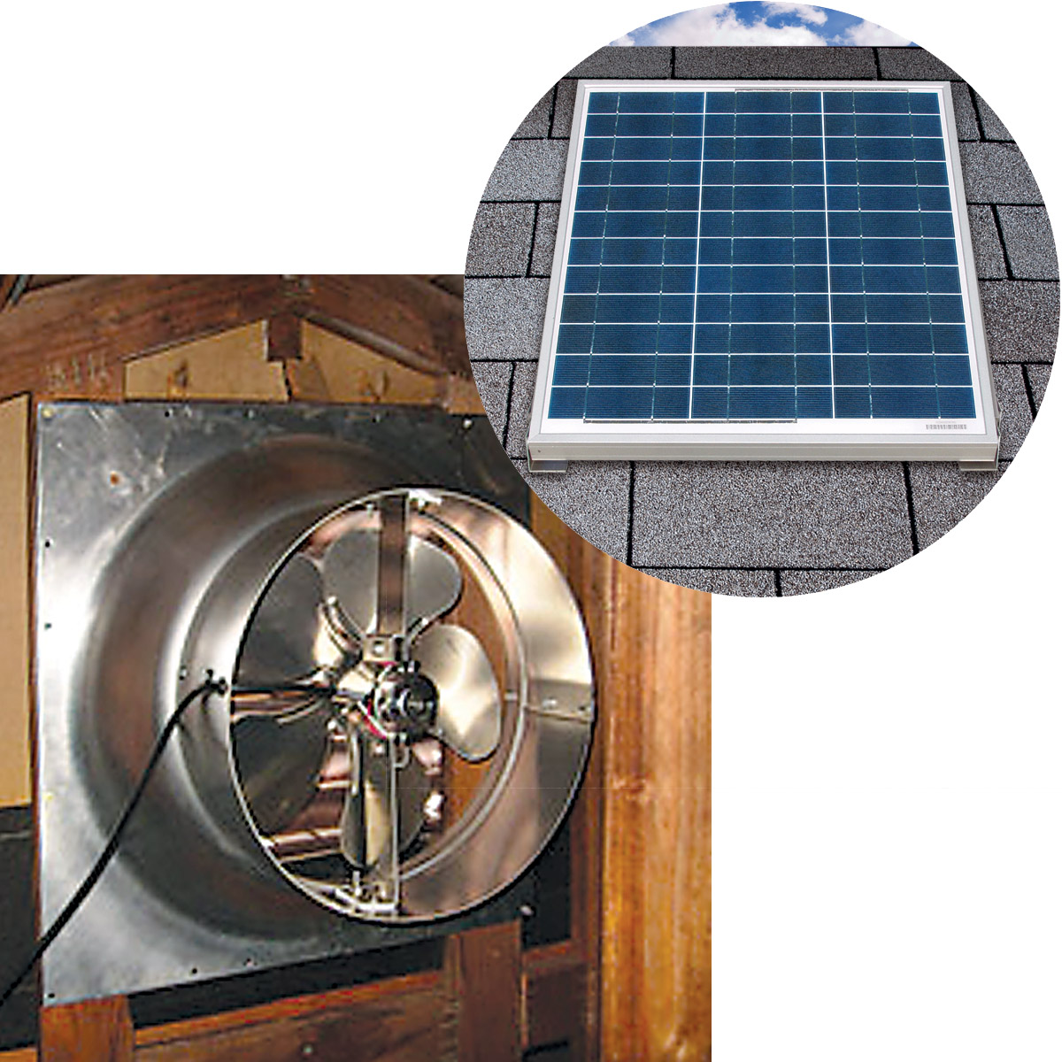Gable Mounted Solar Attic Fan 65 Watts 3350 sq ft