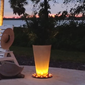 Gama Sonic Grand Solar Uplight Planter Base - Wireless Accent Light for Pots & Garden Decor in Brown