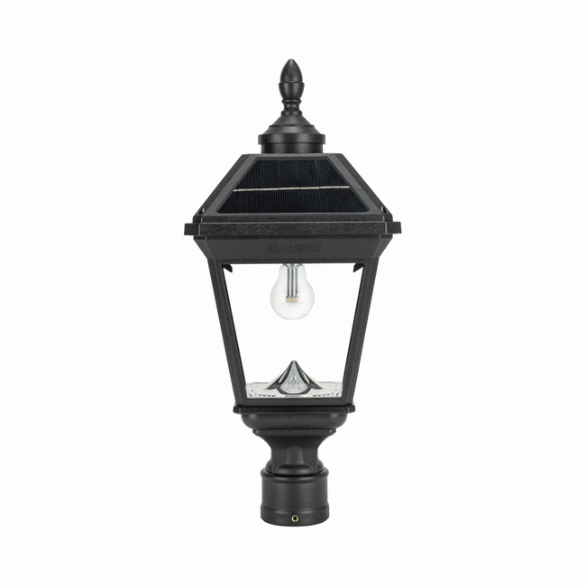 Gama Sonic Imperial Bulb II Durable Resin Solar Post Light with 3 inch Fitter