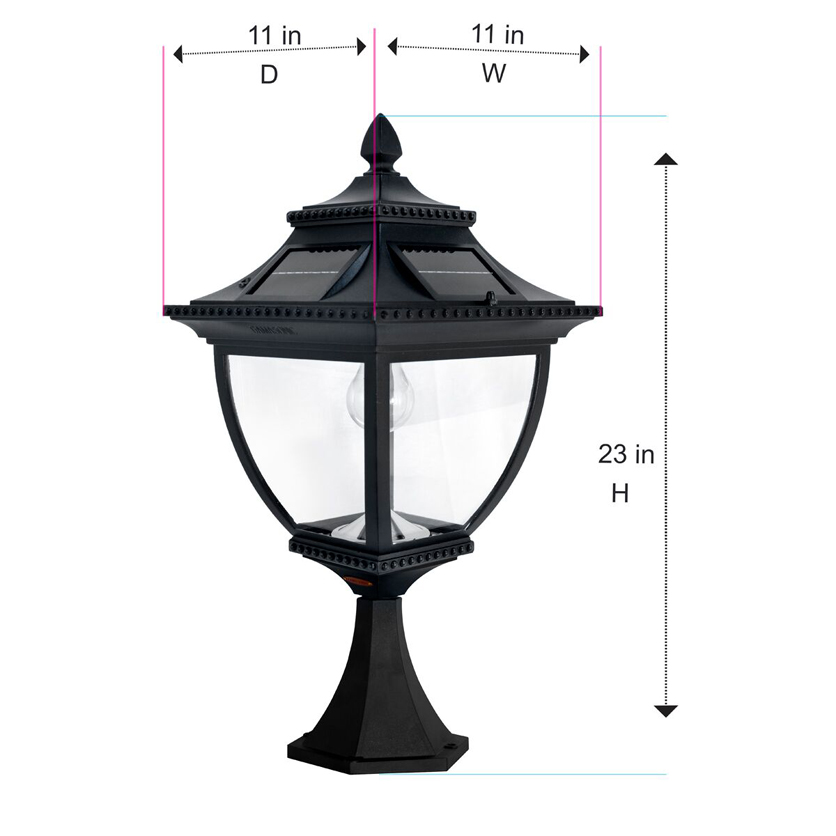 Gama Sonic Pagoda Bulb Solar Lamp With Pole, Post & Wall Mount Kit