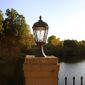 Gama Sonic Royal Pier Mount Solar Lamp with GS-Solar LED Light Bulb - Brushed Bronze