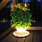 Gama Sonic Grand Solar Uplight Planter Base - Wireless Accent Light for Pots & Garden Decor in White