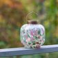 Handblown Glass 8 Inch Cabin Solar Lantern - Summer Garden