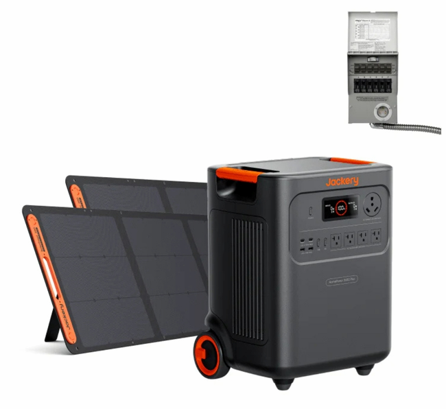 Jackery HomePower 3600 Plus Solar Generator and Manual Transfer Switch Kit - Includes 2x 200W Solar Panels
