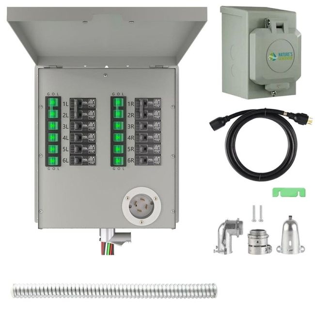 Natures Generator 12 Circuit 30A Transfer Switch with 30A Inlet Box