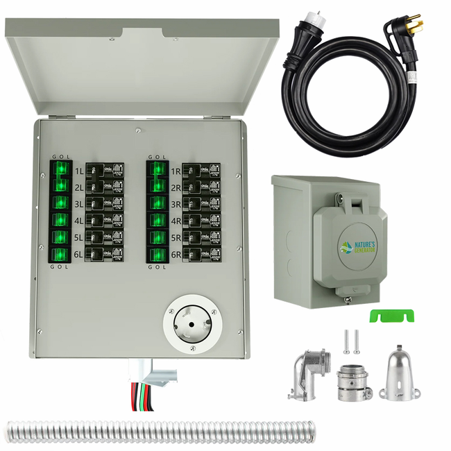 Natures Generator 12 Circuit 120/240V 50A Transfer Switch with 50A Inlet Box