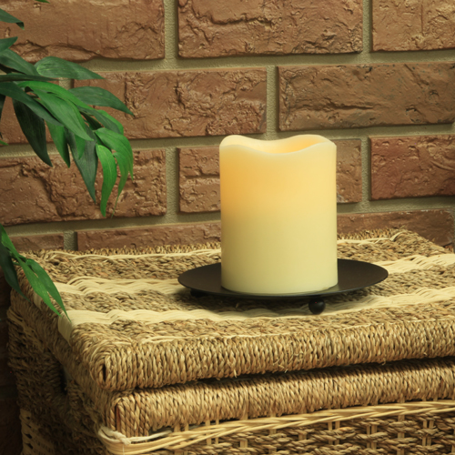 Pacific Accents Flameless Pillar Candle with Timer Melted Top Design