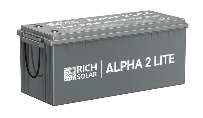 Rich Solar ALPHA 2 Lite - 12V 200Ah Deep Cycle Lithium Battery - 2560 Watt Hours