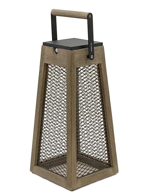 Les Jardins Roam Steel Mesh Solar Lantern - Weathered Teak