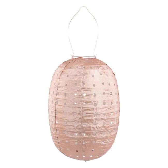 Soji Stella Barrel Swiss Dot Solar Lantern - Rose