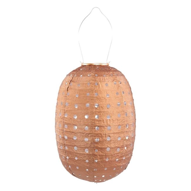 Soji Stella Barrel Swiss Dot Solar Lantern - Copper