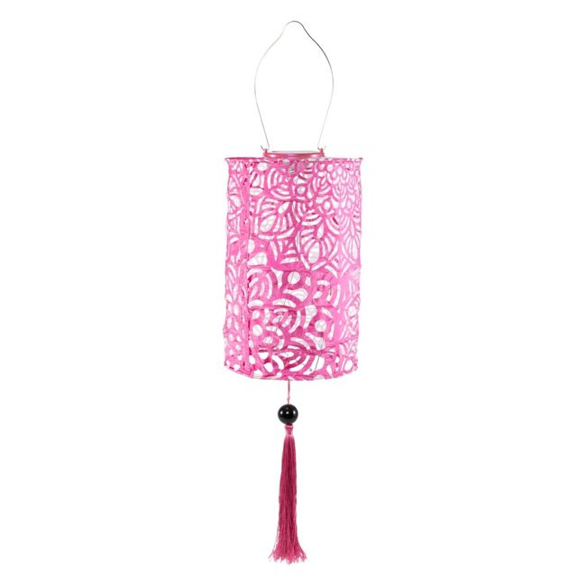 Soji Stella Tassel Cylinder Solar Lantern - Raspberry