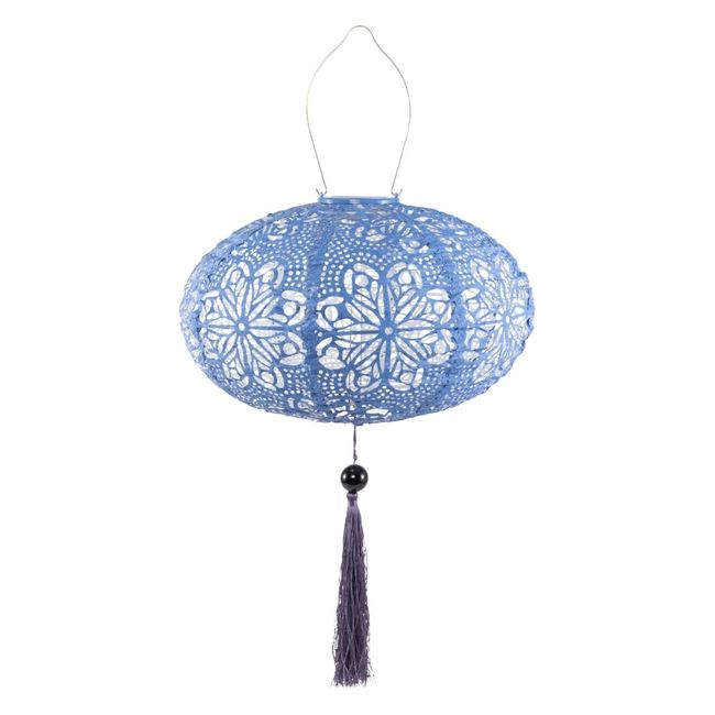 Soji Stella Tassel Oval Solar Lantern - Sky Blue