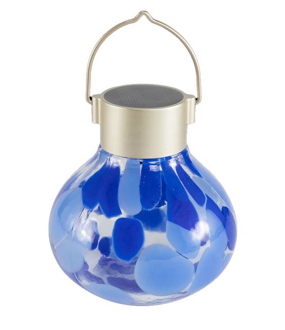 Handblown Glass 5 Inch Solar Tea Lantern - Periwinkle