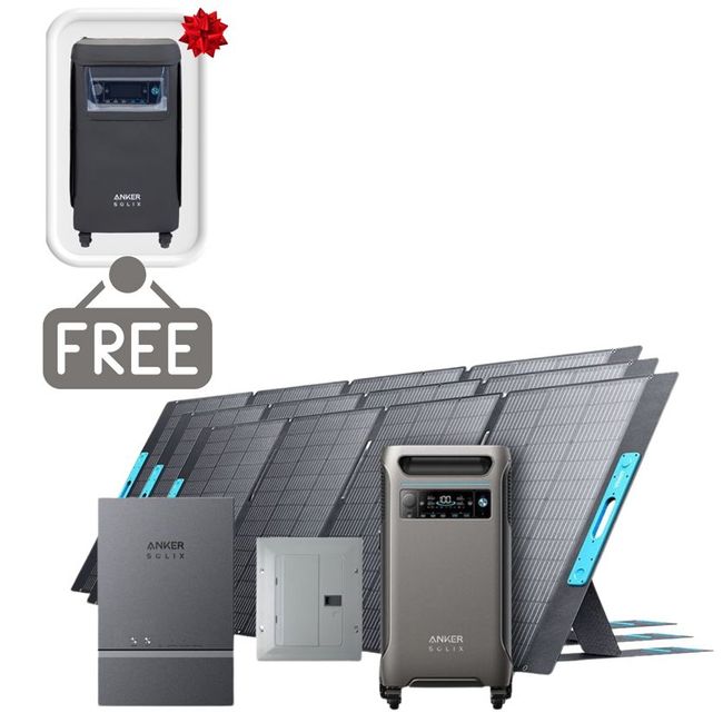 Anker SOLIX F3800 Automatic Home Power Panel Kit - With 3x 400W Foldable Solar Panels - Includes FREE Protective Cover