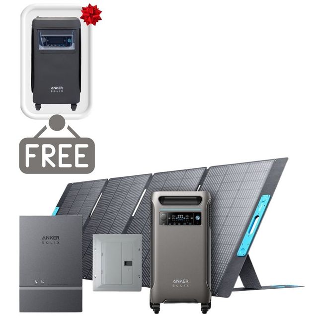 Anker SOLIX F3800 Automatic Home Power Panel Kit - With 400W Foldable Solar Panel - Includes FREE Protective Cover