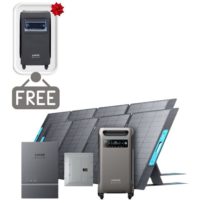 Anker SOLIX F3800 Automatic Home Power Panel Kit - With 2x 400W Foldable Solar Panels - Includes FREE Protective Cover