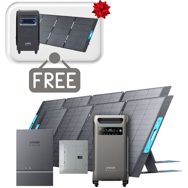 Anker SOLIX F3800 Automatic Home Power Panel Kit - With 2x 400W Foldable Solar Panels - Includes FREE Protective Cover & 1x FREE 400W Solar Panel