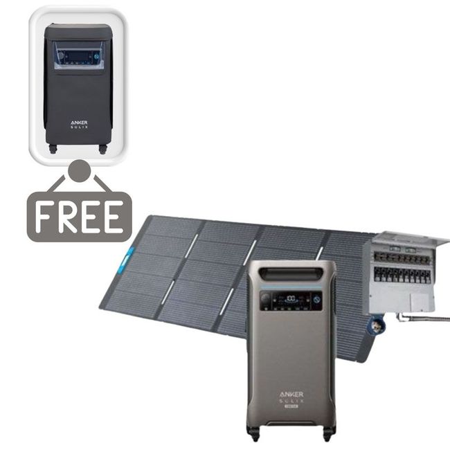 Anker SOLIX F3800 Plus Solar Generator Kit - 3840 Watt Hours - With 400W Anker Solar Panel and 50A Transfer Switch - Includes FREE Protective Cover