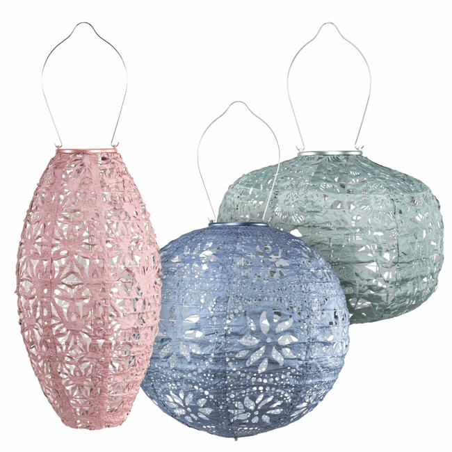 Stella Pastel Multi Shape Solar Lantern - 3 pack 