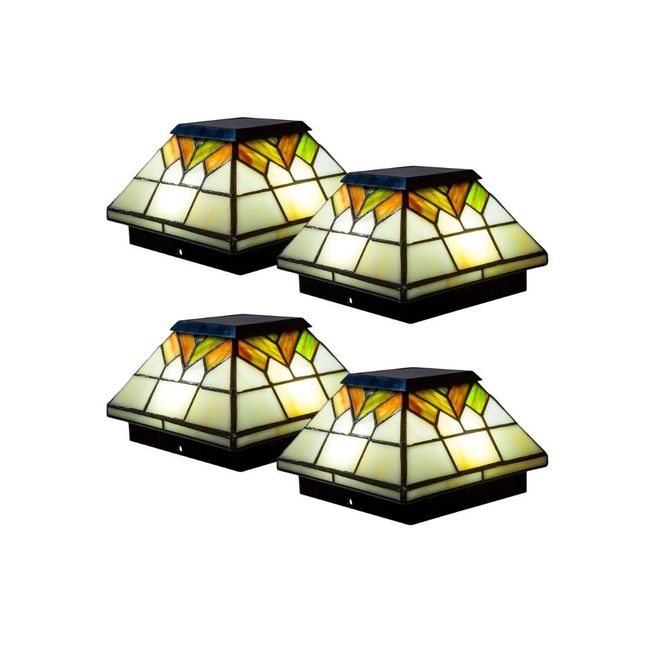 Classy Caps Wellington Solar Post Cap Light Tiffany Style - 4 Pack