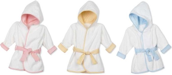 Infant Terry Robe with Gingham Trim